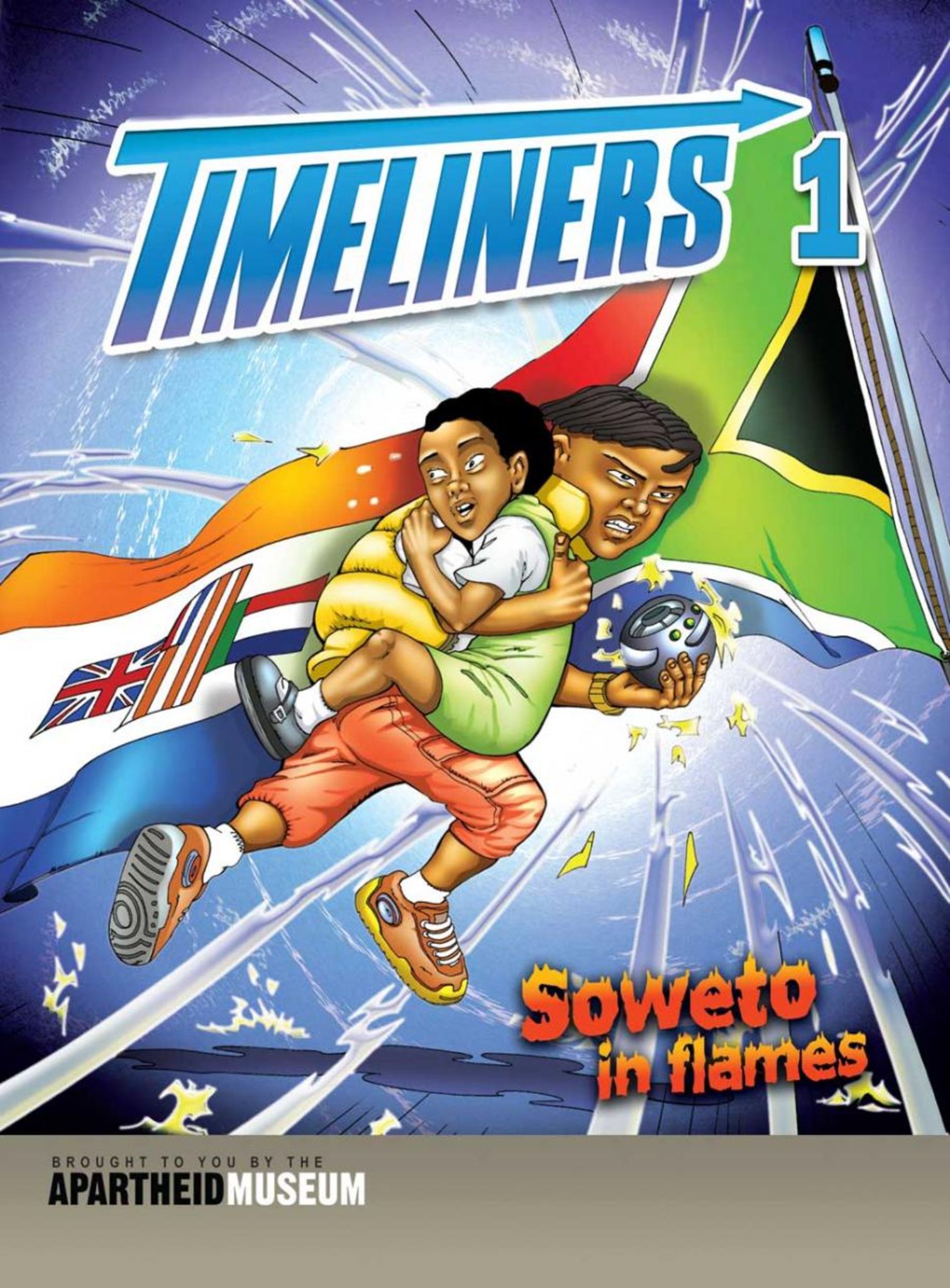 Cover of the first "Timeliners" comic, issued by Apartheid Museum in 2004.